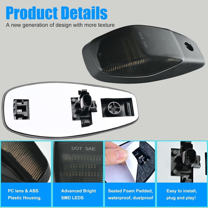 LUDARM LED Cab Roof Lights Compatible with 2019-2024 RAM 2500 3500 4500 5500 Pickup Truck Cab Clearance Light 5PCS Amber Light Smoke Lens - Image 3